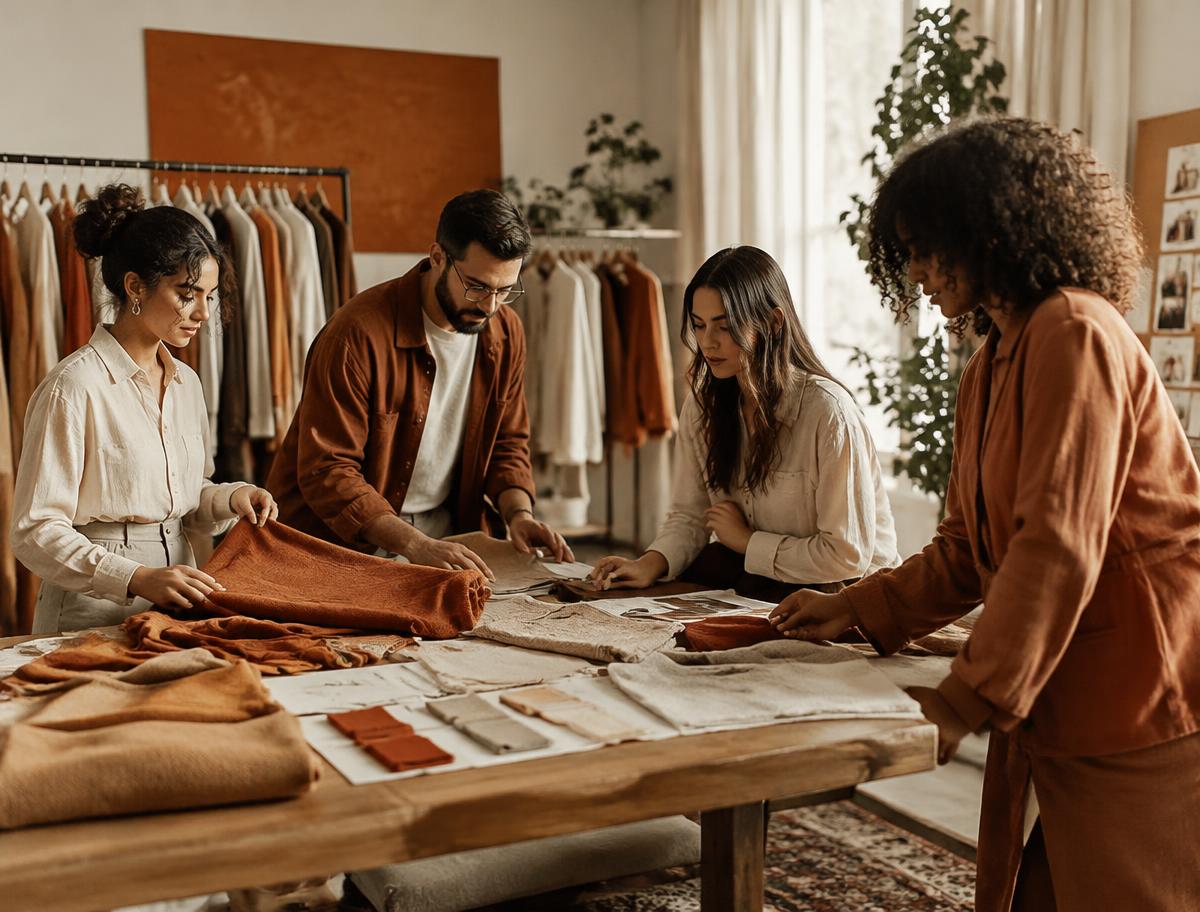 Frame Trade team selecting fabrics